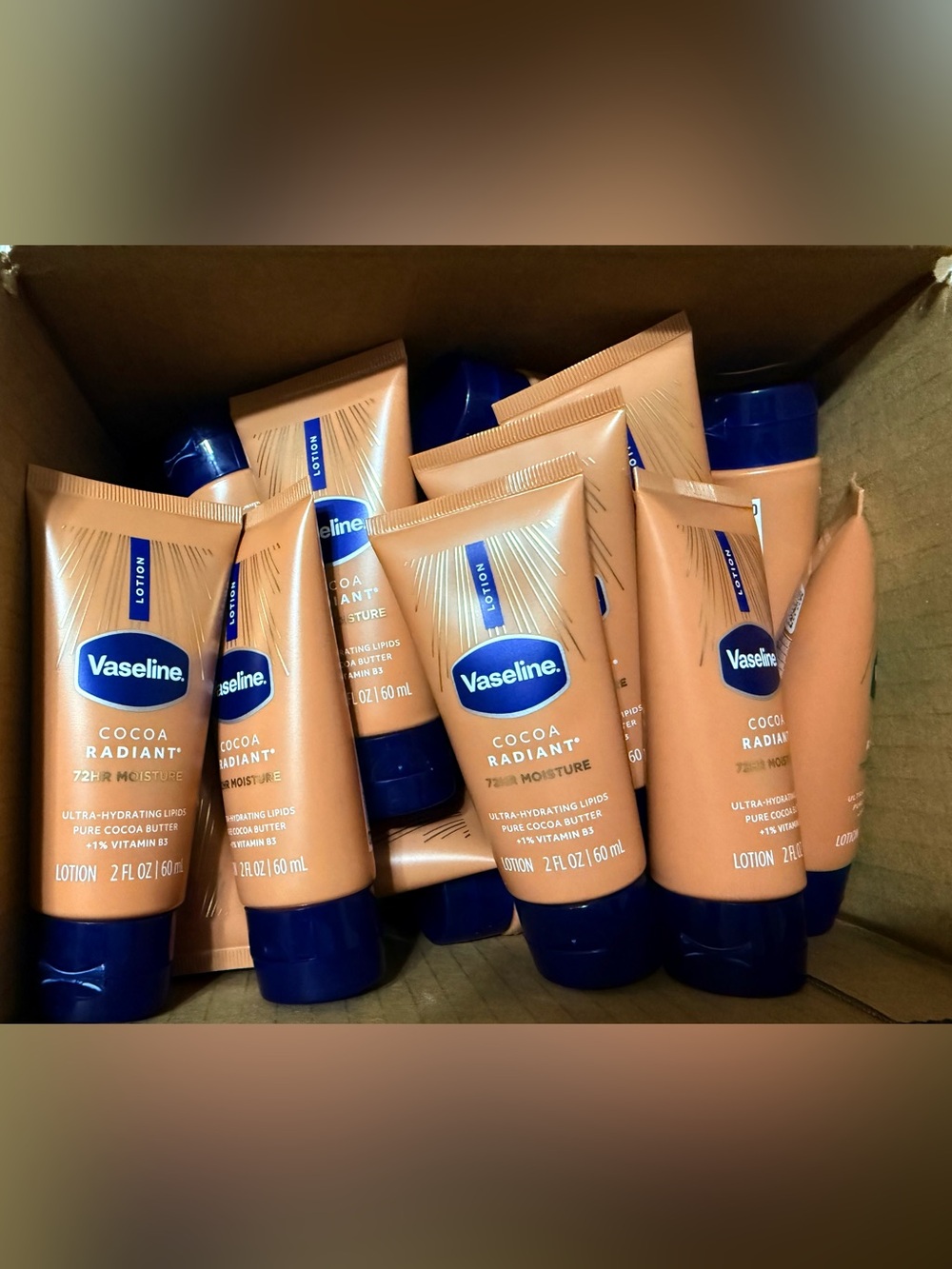 Vaseline Cocoa Radiant 72HR Moisture Lotion — Travel Size Lotions BOX of 24